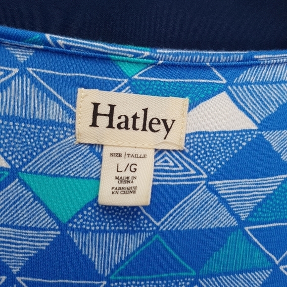 Hatley womens dress size Large 3/4 sleeves blue, teal & white diamond de… - Picture 4 of 5